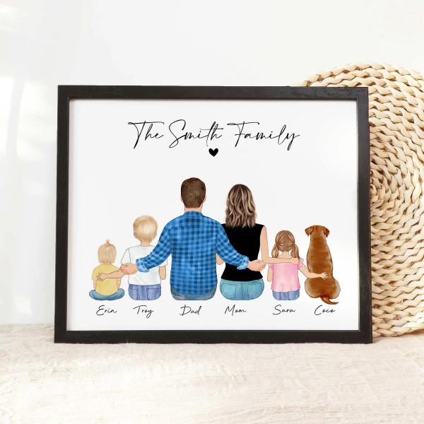 Custom Family Portrait with Pets | Family Gifts for Christmas