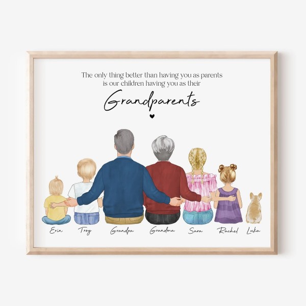 Custom Grandparents and Grandkids Portrait Wall Art
