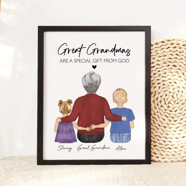Custom Great Grandma with Grandkids Wall Art