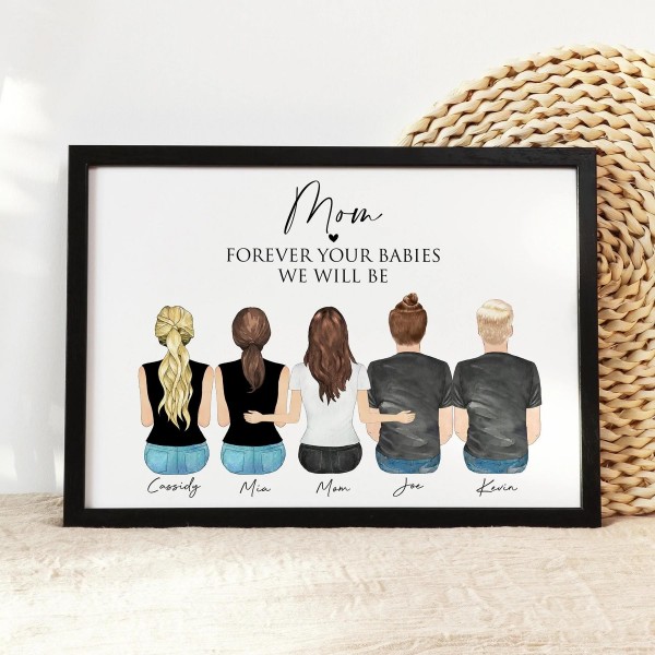 Custom Mom and Children Family Portrait | Mother's Day Gift