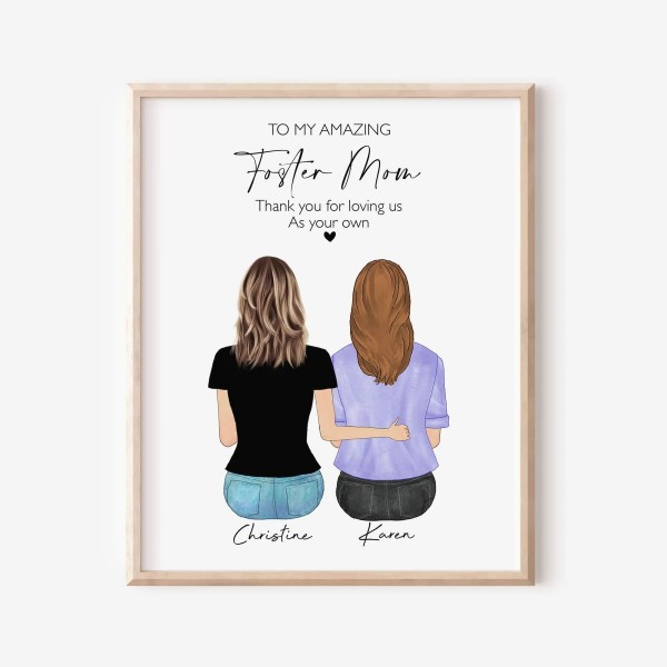 Foster Mom and Daughter Wall Art