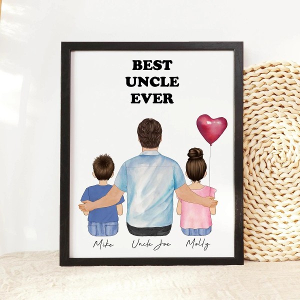 Personalized gift for Uncle from Niece or Nephew, Fathers day Uncle Gift, Custom Uncle Print, Best Uncle Ever, Uncle Birthday Gift