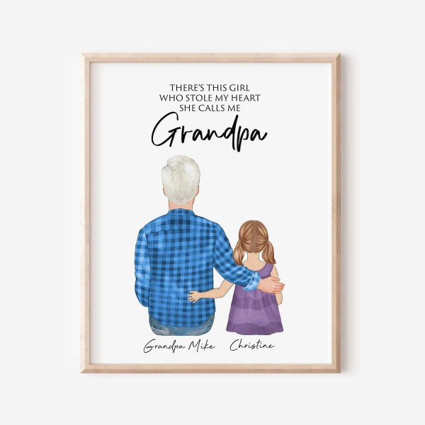 Personalized Grandpa with Granddaughter Wall Art