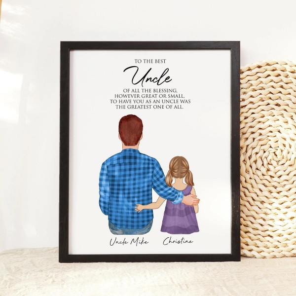 Personalized Uncle with Niece and Nephew Wall Art