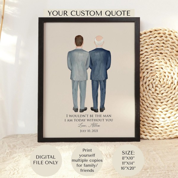 Groom and Father Custom Wedding Drawing Wall Art