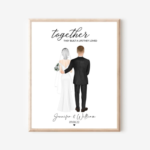 Wedding gift for the couple, Bridal Shower Gift, 1st Anniversary gift for her, Together they build a life they love, Alternative guest book