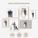 Custom His and Her Wedding Vows, Our Vows Wall Art, Anniversary Sign, 1st Anniversary Gift, Personalized wedding illustration portrait